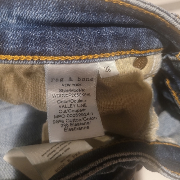 RAG & BONE Cate Mid-Rise Ankle Skinny Jeans Medium Wash Blue Valley Line Sz 28 - Picture 12 of 12